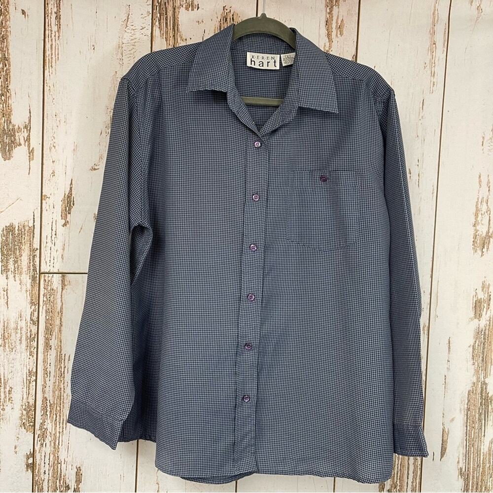 Keren Hart, Long Sleeve Plaid Button Down Shirt. Size Large. Excellent condition